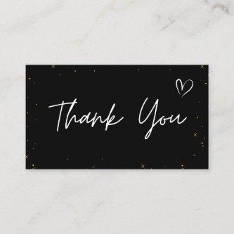 Thank You Abstract Glitter Star Pattern Love Black
