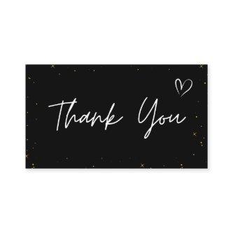 Thank You Abstract Glitter Star Pattern Love Black