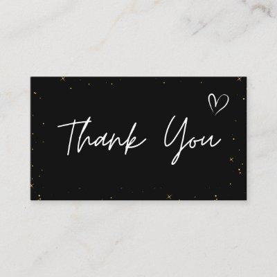 Thank You Abstract Glitter Star Pattern Love Black