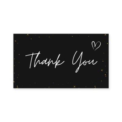 Thank You Abstract Glitter Star Pattern Love Black