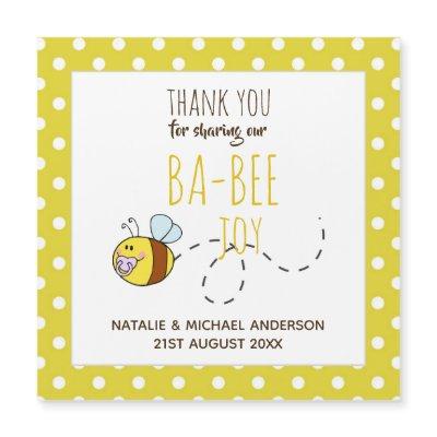 Thank You BA-BEE Baby Shower Yellow Polkadot