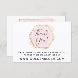 Thank You Blush Pink Watercolor & Modern Gold Card