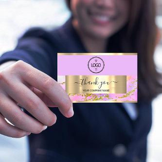 Thank You Business Insert Card Holograph Pink