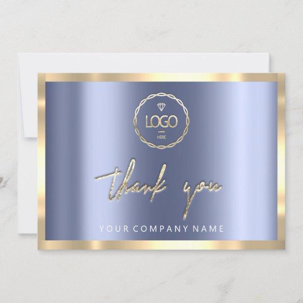 Thank You Business Insert Logo Gold Blue Invitation