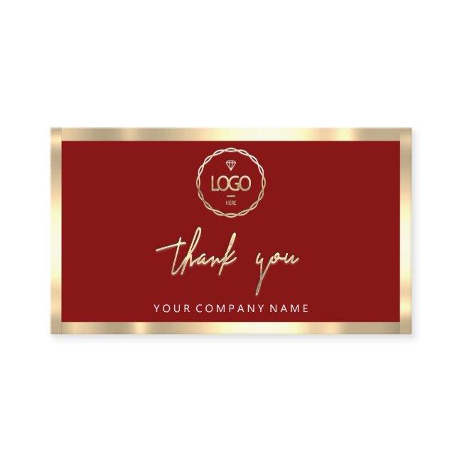 Thank You Business Insert Logo Gold Burgundy