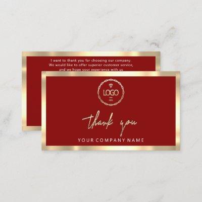 Thank You Business Insert Logo Gold Frame Burgundy