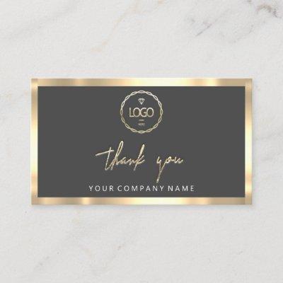 Thank You Business Insert Logo Gold Frame Gray