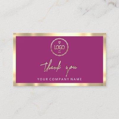 Thank You Business Insert Logo Gold Frame Pink