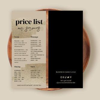 Thank You Business Packaging Faux Gold Price List Rack Card