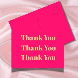 Thank You Business Pink QR Code Gold Personal  Postcard