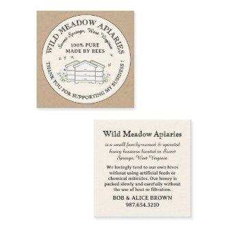 Thank you card 2.5" x 2.5" Beekeeping Honey Hives
