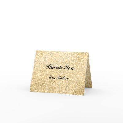 Thank You Card For Teacher Elegant Gold Design