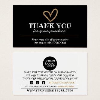 Thank You Discount Card Whimsical Heart Insert