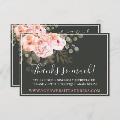 Thank You Elegant Blush Pink Floral Roses Card
