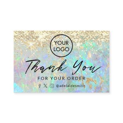 thank you faux glitter opal background