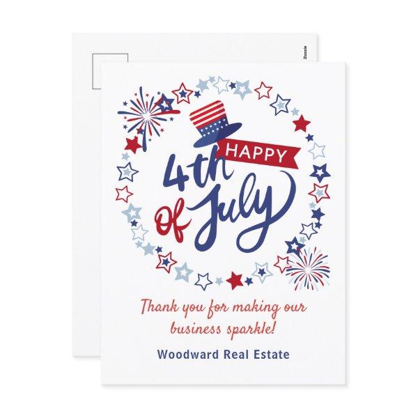 Thank You for Making Business Sparkle 4th of July Holiday Postcard