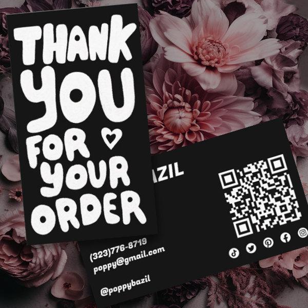 Thank You for Order Social Icons QR Code B&W