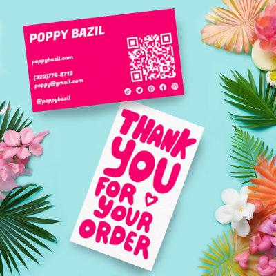 Thank You for Order Social Icons QR Code Pink Cute