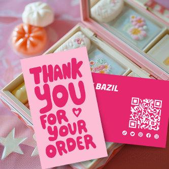 Thank You for Order Social Icons QR Code Pink Cute