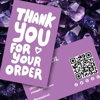 Thank You for Order Social Icons QR Code Purple