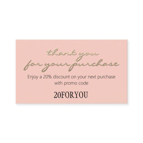 Thank You FOR PURCHASE Discount Code Rose Gold