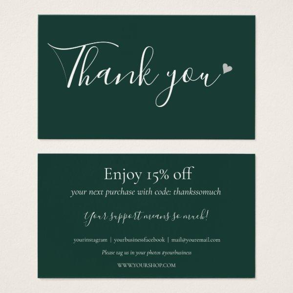Thank You For Shopping Emerald Green Discount Card