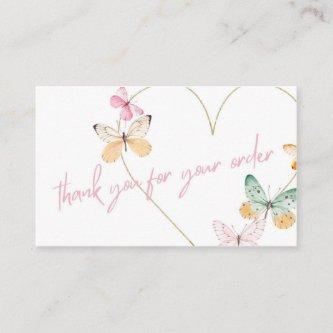 Thank You for Your Order Card | Butterfly & Heart