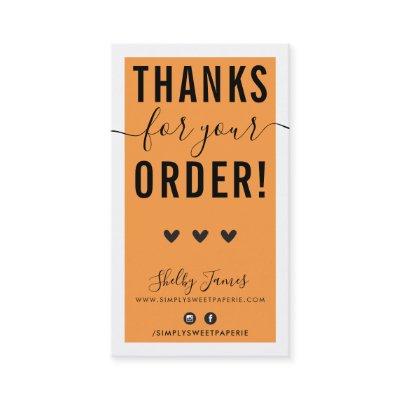 THANK YOU FOR YOUR ORDER insert bold bright orange