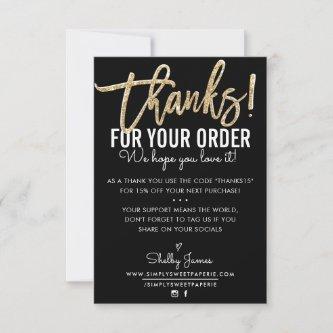 THANK YOU FOR YOUR ORDER insert modern black gold
