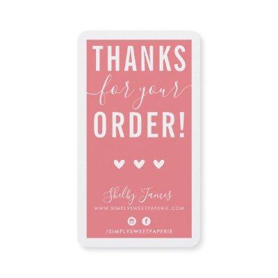 THANK YOU FOR YOUR ORDER insert modern coral pink