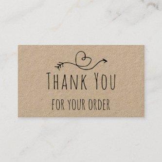 Thank You For Your Order on Kraft Paper