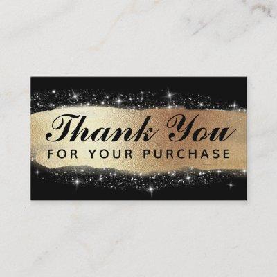 Thank You For Your Purchase Black Glitter Gold Ink