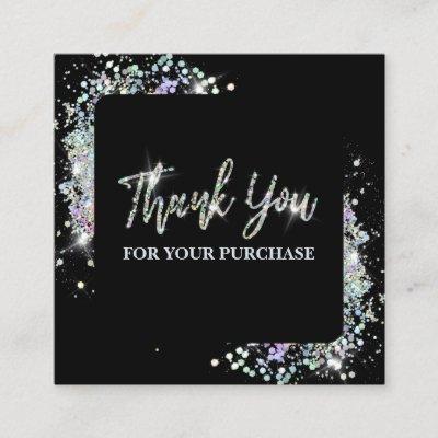 Thank You For Your Purchase Black With Glitter Square