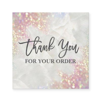 Thank You For Your Purchase Opal Glitter Marble Square