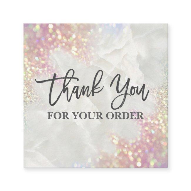 Thank You For Your Purchase Opal Glitter Marble Square