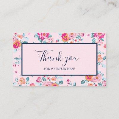Thank You For Your Purchase Pink Roses Floral