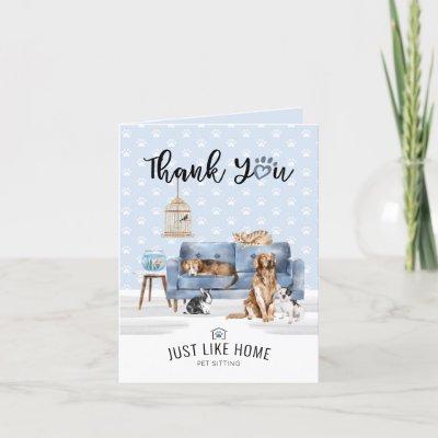 Thank You | Home Pet Sitting Pet Family Blue Couch