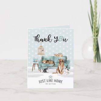 Thank You Home Pet Sitting Pet Family Green Couch