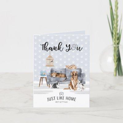 Thank You | Home Pet Sitting Pet Family Grey Couch