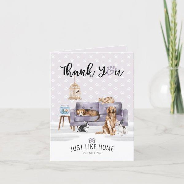 Thank You Home Pet Sitting Pet Family Mauve Couch