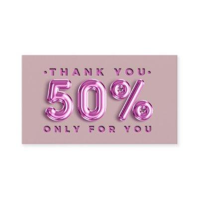 Thank You Logo QRCODE 50%OFF Discount Code Pink