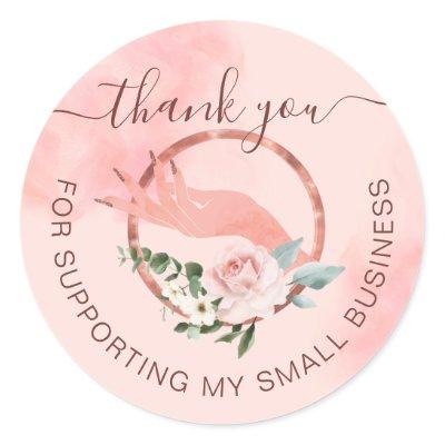 Thank You Manicure Hand Nail Salon Small Business Classic Round Sticker