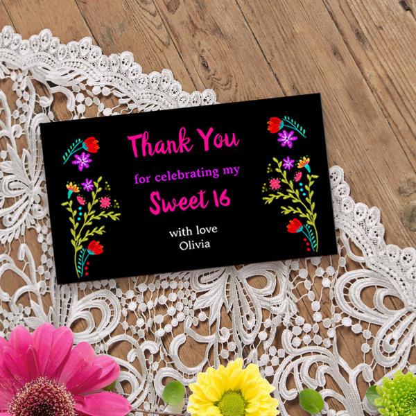 Thank You Mexican Fiesta Floral Sweet 16 Cards
