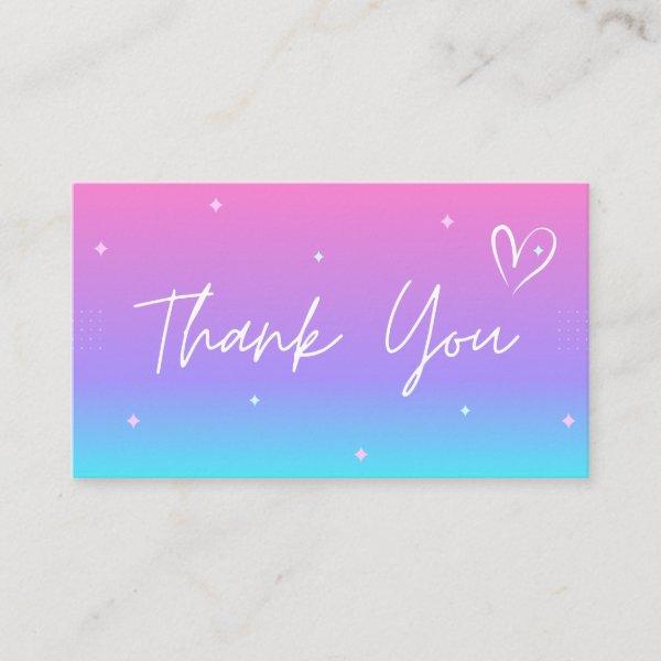 Thank You Modern Pink Purple Blue Ombre Gradient