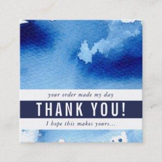 THANK YOU modern simple watercolor dark navy blue Square