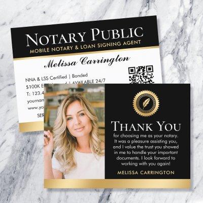 Thank You Notary Public Photo QR Code Black Gold