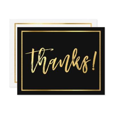 THANK YOU NOTE hand lettered gold script black Invitation