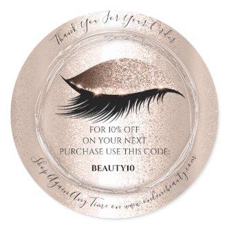 Thank You Order Logo Discount Code Lashes Rose Classic Round Sticker