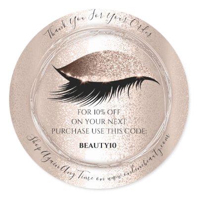 Thank You Order Logo Discount Code Lashes Rose Classic Round Sticker