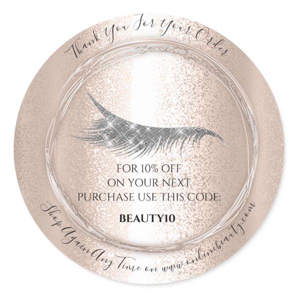 Thank You Order Logo Discount Code Lashes Shop Classic Round Sticker